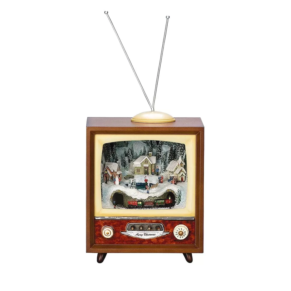 The Christmas Imaginarium 8.75 " Retro Tv Christmas Decoration* Moving, Light-Up & Musical