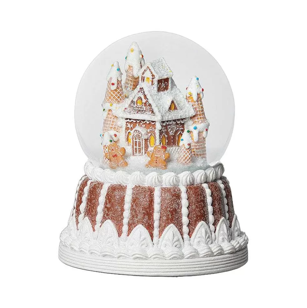 The Christmas Imaginarium Gingerbread House Snow Globe On Gingerbread Base (Musical)* Gingerbread