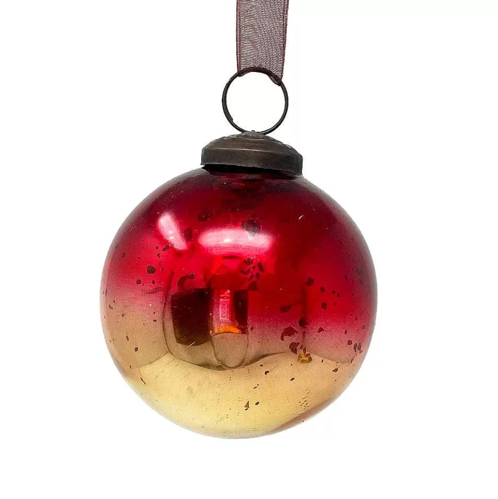 The Christmas Imaginarium Handmade Large Red & Gold Ombre Glass Bauble* Sale