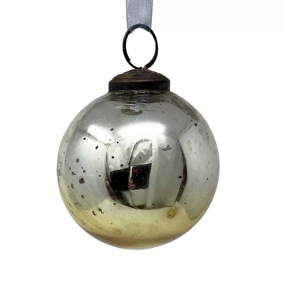 The Christmas Imaginarium Handmade Large Silver & Gold Ombre Glass Bauble* Sale