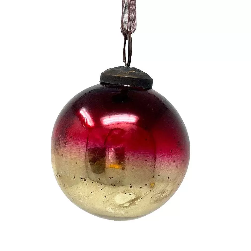 The Christmas Imaginarium Handmade Large Wine & Gold Ombre Glass Bauble* Sale