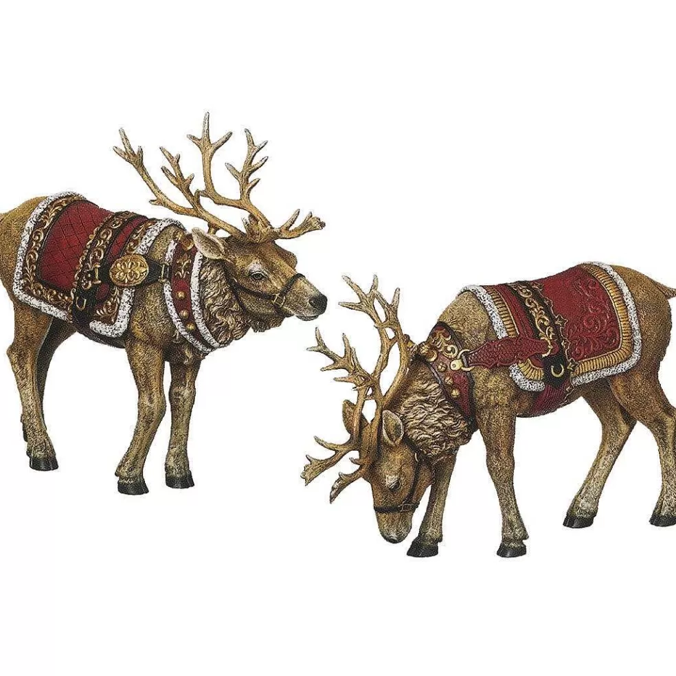 The Christmas Imaginarium Large Pair Of Red & Gold Reindeer (30Cm)* Collectable Figures