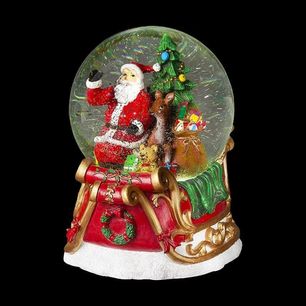 The Christmas Imaginarium Light Up Swirling Santa In Sleigh Snow Globe* Sale