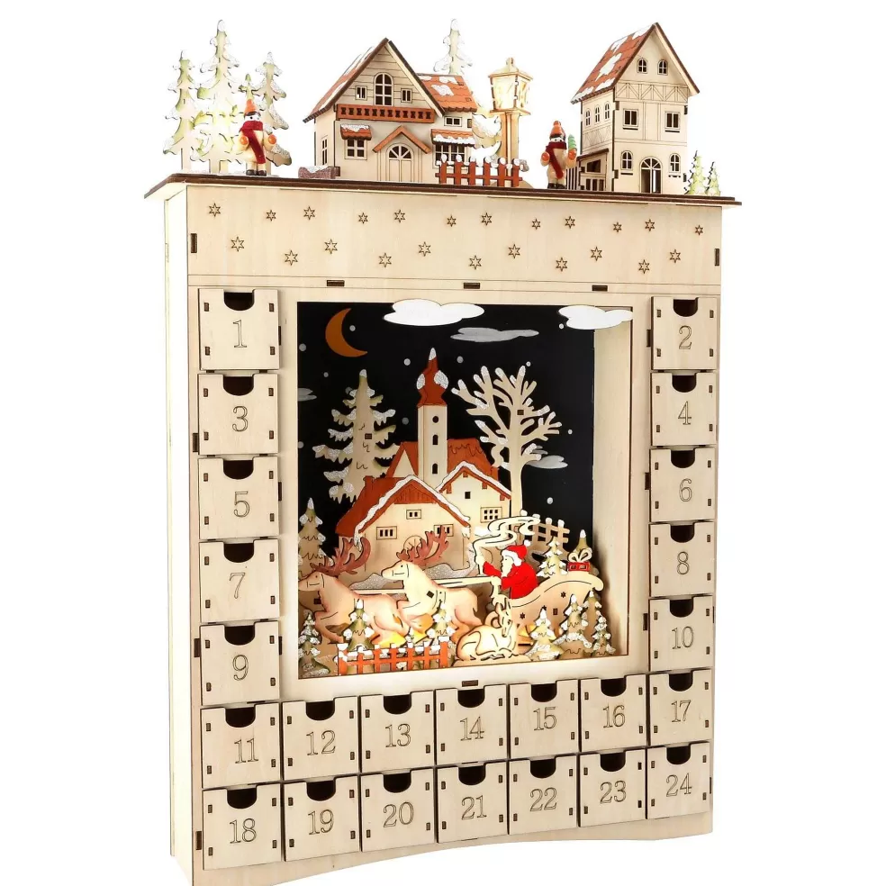 The Christmas Imaginarium Magical Elven Made Light Up Wooden Advent Calendar (52Cm)* Advent