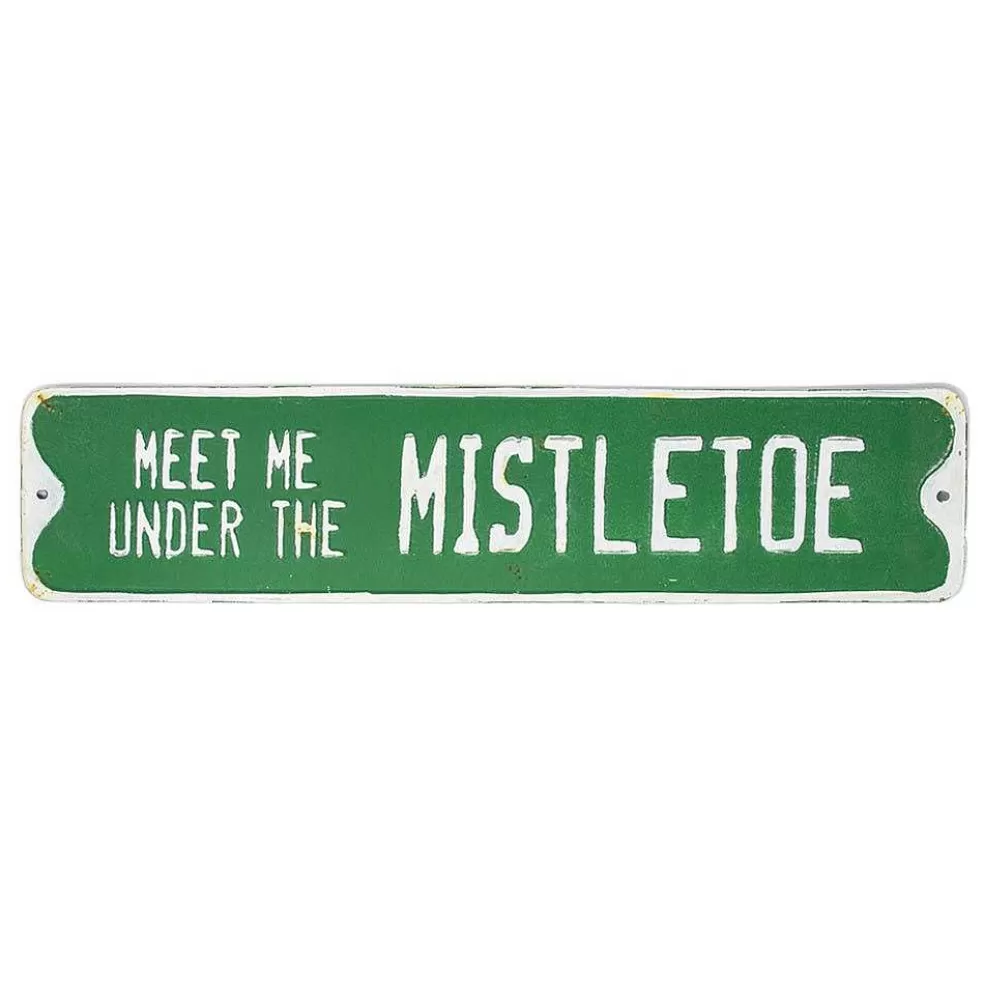 The Christmas Imaginarium Meet Me Under The Mistletoe Tin Christmas Sign - 51.5Cm* Sale