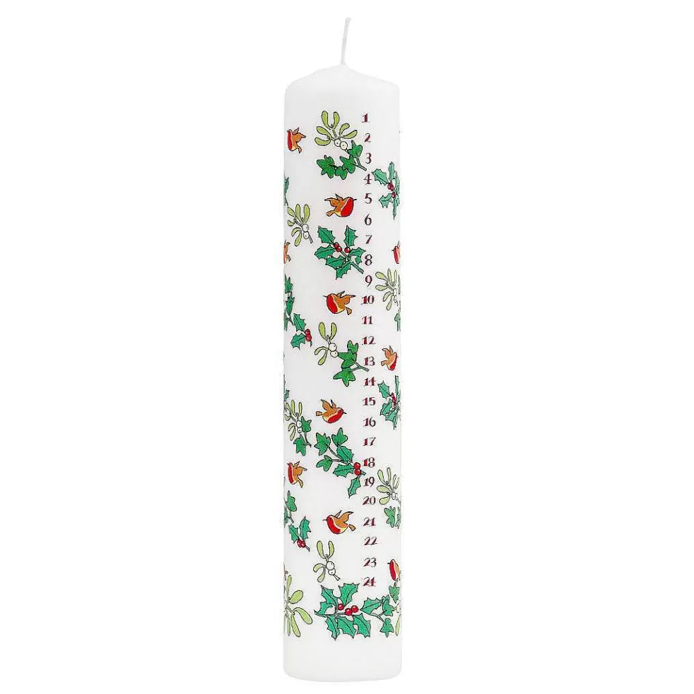 The Christmas Imaginarium Pillar Advent Candle (Holly And Robins)* Advent