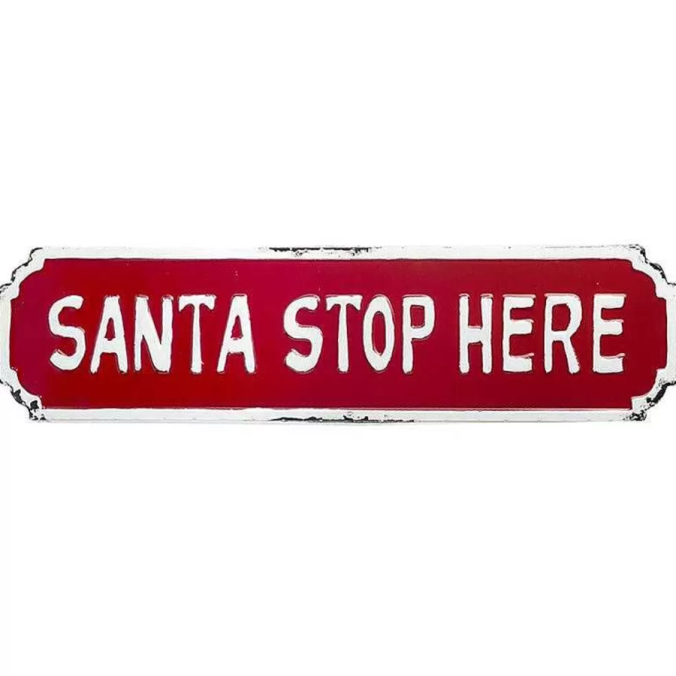 The Christmas Imaginarium Santa Stop Here Tin Sign - 71Cm* Sale