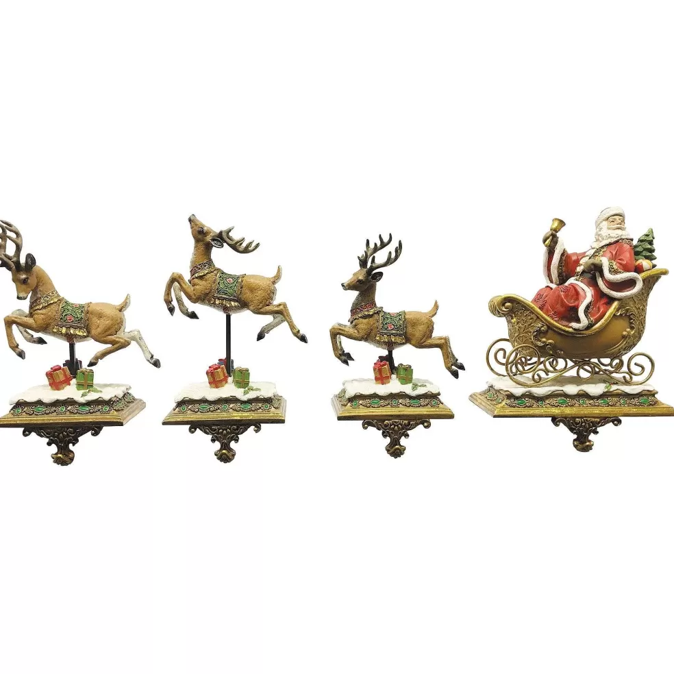 The Christmas Imaginarium Set Of 4 Luxury Santa Claus & Reindeer Stocking Hangers* Collectable Figures